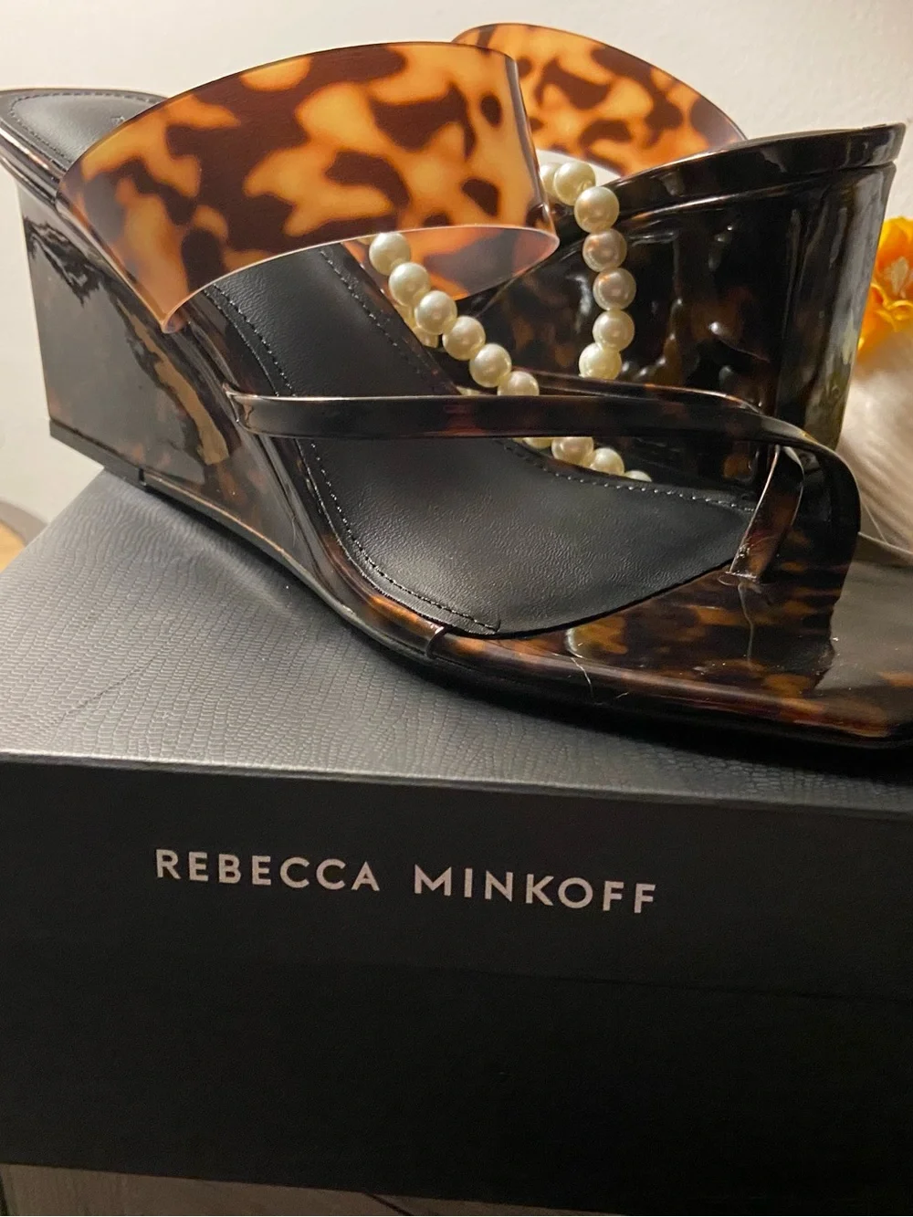 Rebecca Minkoff Tortoiseshell Patterned Wedge Sandals